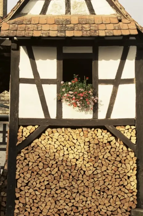 Framed Print : Wood store, near Hunspach, Alsace Lorraine, France, Europe Framed Print : Wood store, near Hunspach, Alsace Lorraine, France, Europe