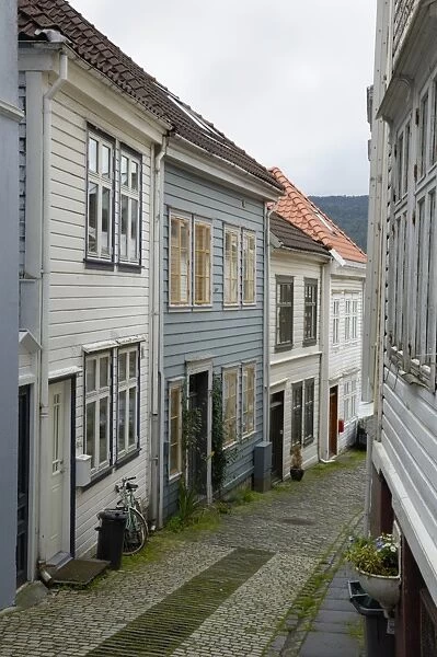 Wooden buildings, Knosesmauet, Bergen, Hordaland, Norway, Scandinavia, Europe