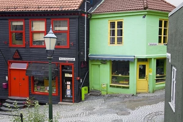Wooden buildings in the Old Town District, Bergen City, Hordaland District