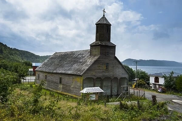 The wooden church of Detif, UNESCO World Heritage Site, Chiloe, Chile, South America