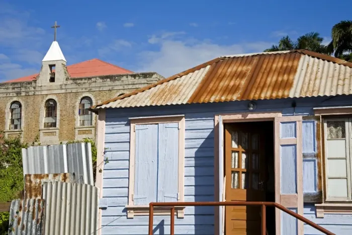 Framed Print : Wooden house and Ebenezer Methodist church, St Framed Print : Wooden house and Ebenezer Methodist church, St
