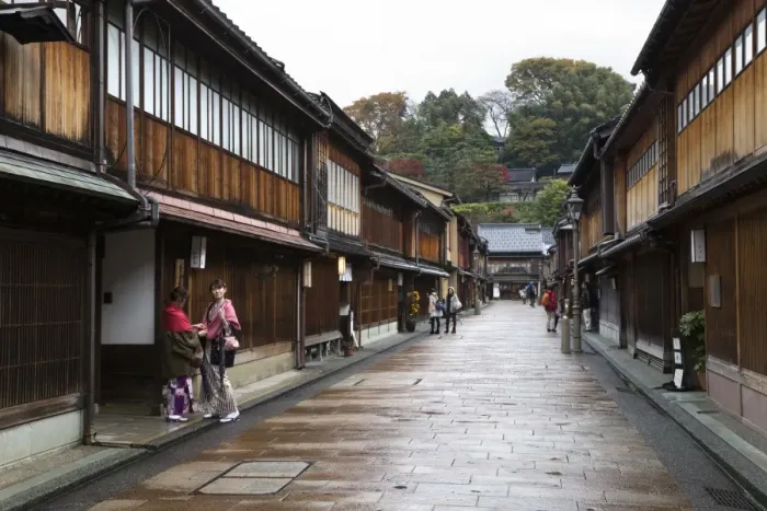 Framed Print : Wooden houses, Higashi Chaya district (Geisha district), Kanazawa, Ishikawa Prefecture
