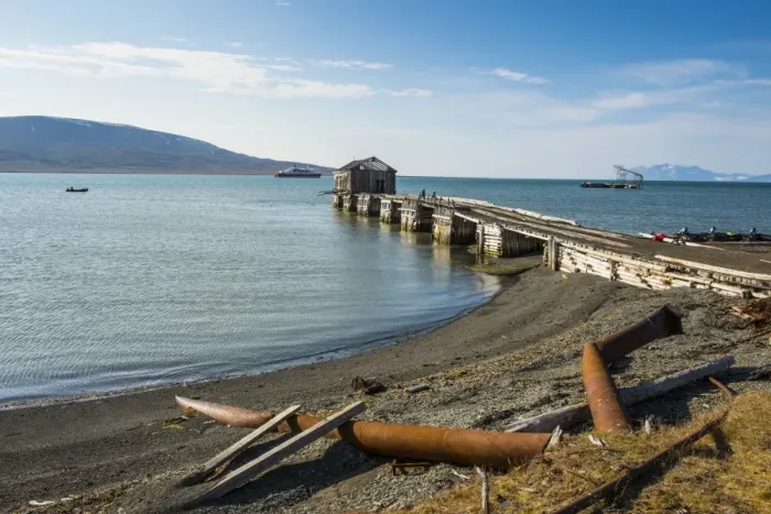 Framed Print : Wooden pier of the old Russian coalmine in Colesbukta, Svalbard, Arctic, Norway, Scandinavia, Europe Framed Print : Wooden pier of the old Russian coalmine in Colesbukta, Svalbard, Arctic, Norway, Scandinavia, Europe