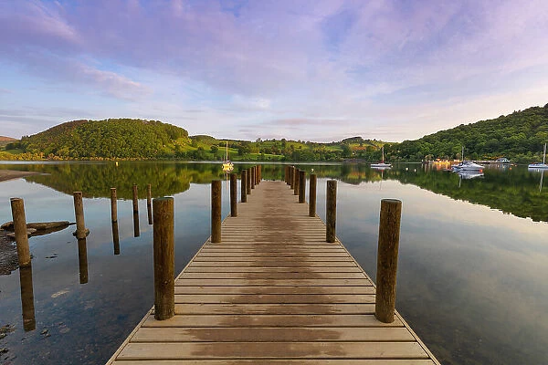 Wooden Pier, Ullswater, Lake District National Park, UNESCO World Heritage Site, Cumbria, England, United Kingdom, Europe