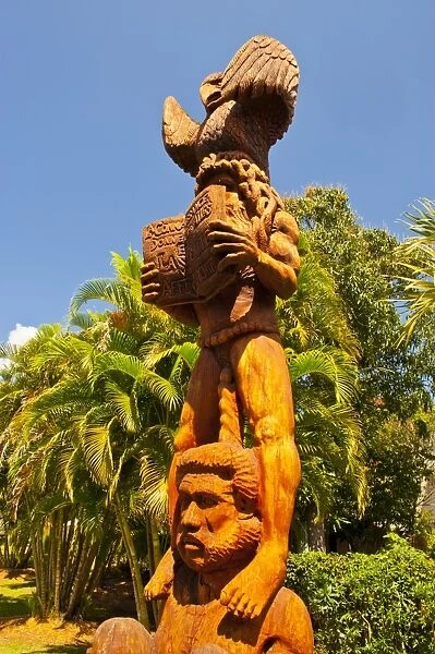 Wooden statues in the sculpture garden of La Foa, West coast of Grand Terre, New Caledonia, Melanesia, South Pacific, Pacific