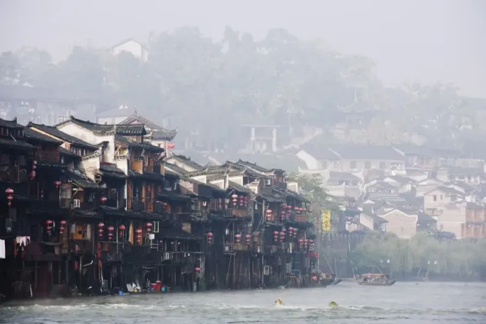 Framed Print : Wooden stilt houses in riverside old town of Fenghuang, Hunan Province, China, Asia Framed Print : Wooden stilt houses in riverside old town of Fenghuang, Hunan Province, China, Asia