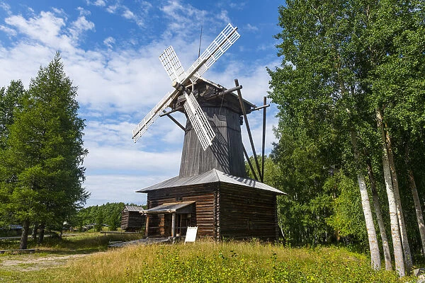 Wooden windmill, Malye Korely, Little Karelia, Arkhangelsk, Russia, Europe