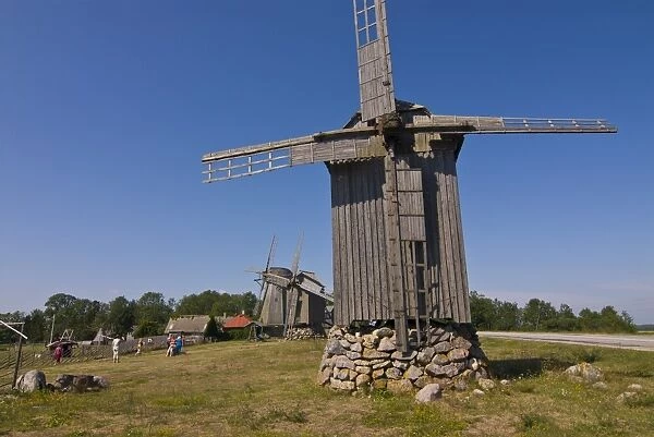 Wooden windmill in Ninase Puhkekula, Saaremaa Island, Estonia, Baltic States, Europe