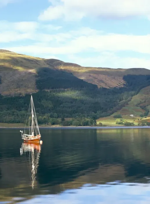 Framed Print : Wooden yacht on Loch Leven Framed Print : Wooden yacht on Loch Leven