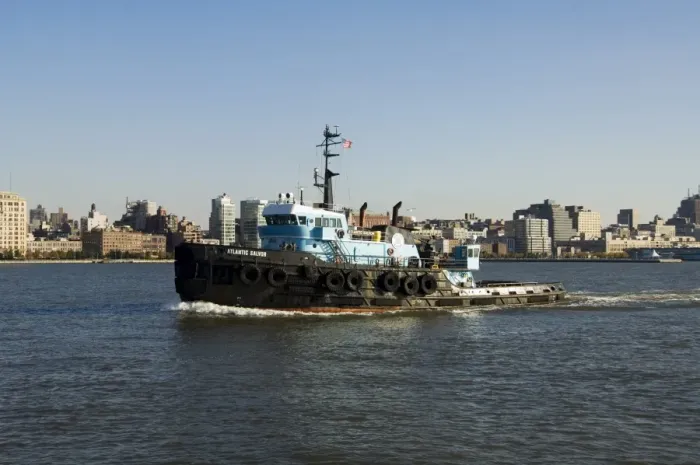 Framed Print : Work boat on Hudson River Framed Print : Work boat on Hudson River
