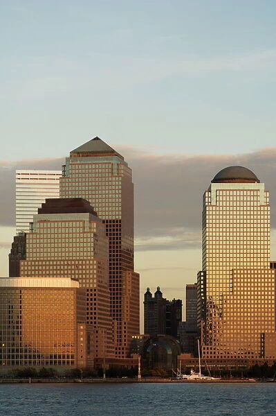 World Financial Center Buildings across the Hudson River at dusk