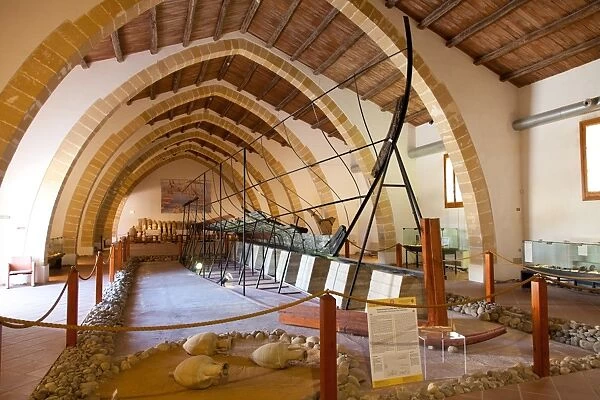 The wreck of a Punic ship at the Archaeological Museum Baglio Anselmi, Marsala, Sicily, Italy, Europe