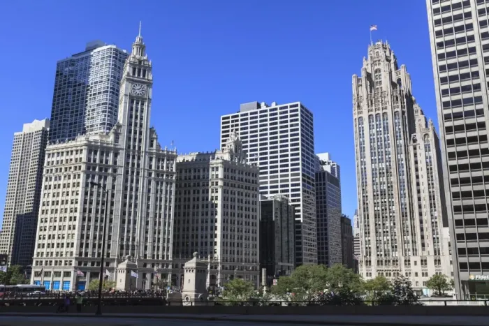 Framed Print : Wrigley Building and Tribune Tower, Chicago, Illinois, United States of America, North America Framed Print : Wrigley Building and Tribune Tower, Chicago, Illinois, United States of America, North America