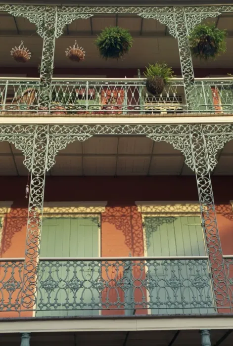 Framed Print : Detail of wrought iron and wooden shutters on balconies Framed Print : Detail of wrought iron and wooden shutters on balconies