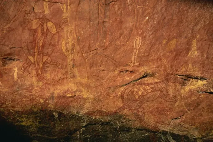 Framed Print : X-ray style fish, turtle, wallaby and white man at the Aboriginal rock art site at Ubirr Rock Framed Print : X-ray style fish, turtle, wallaby and white man at the Aboriginal rock art site at Ubirr Rock