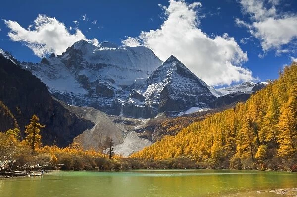 Xiannairi mountain and Pearl Lake, Yading Nature Reserve, Sichuan Province, China, Asia