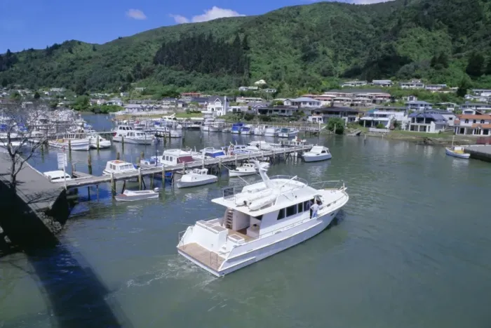 Framed Print : Yacht entering Picton Marina