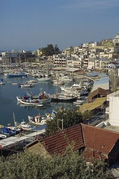The yacht harbour and buildings on the waterfront at Piraeus