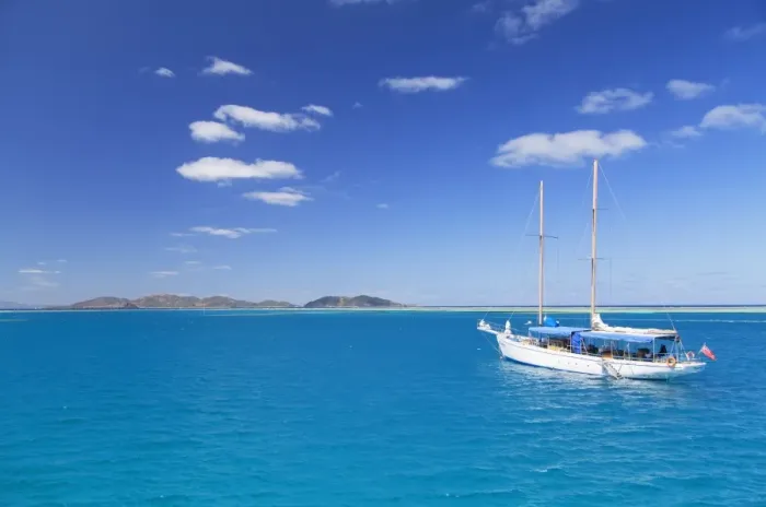 Framed Print : Yacht in lagoon with Malolo Island, Mamanuca Islands, Fiji, South Pacific, Pacific Framed Print : Yacht in lagoon with Malolo Island, Mamanuca Islands, Fiji, South Pacific, Pacific