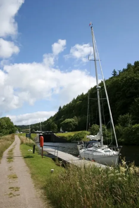 Framed Print : Yacht moored in Crinan Canal, Highlands, Scotland, United Kingdom, Europe Framed Print : Yacht moored in Crinan Canal, Highlands, Scotland, United Kingdom, Europe