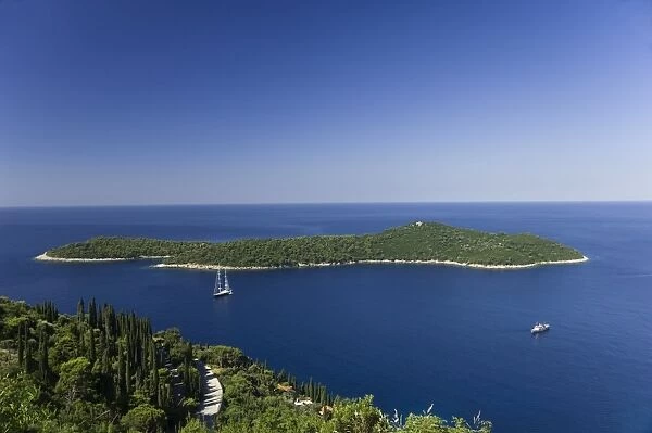 Yacht moored off the Dalmatian coast, Croatia, Europe