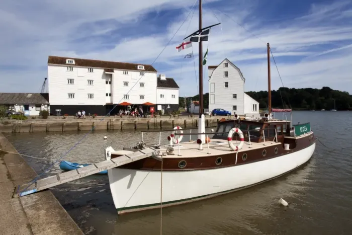 Framed Print : Yacht moored by the Tide Mill at Woodbridge Riverside, Woodbridge, Suffolk, England, United Kingdom, Europe Framed Print : Yacht moored by the Tide Mill at Woodbridge Riverside, Woodbridge, Suffolk, England, United Kingdom, Europe