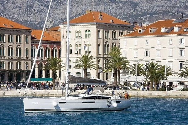 Yacht in Split harbour, Dalmatian Coast, Croatia, Europe