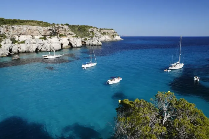 Framed Print : Yachts anchored in cove, Cala Macarella, near Cala Galdana, South West Coast, Menorca Framed Print : Yachts anchored in cove, Cala Macarella, near Cala Galdana, South West Coast, Menorca