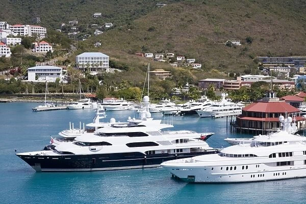 Yachts in Charlotte Amalie Harbor, St. Thomas Island, U. S. Virgin Iislands, West Indies, Caribbean, Central America