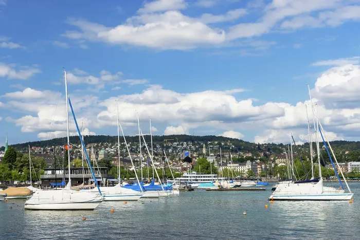 Framed Print : Yachts on Lake Zurich, Zurich, Switzerland