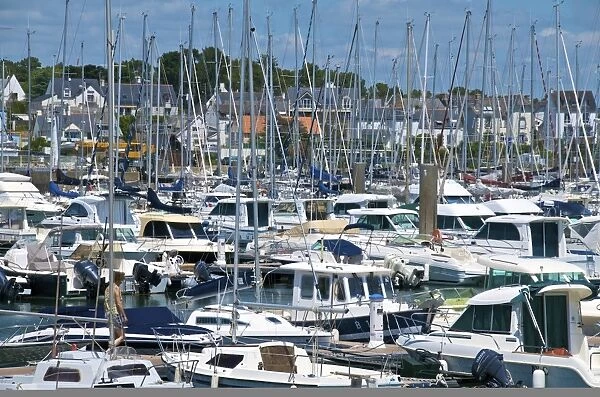 Yachts moored in harbour of Trinite sur Mer, Morbihan, Brittany, France, Europe