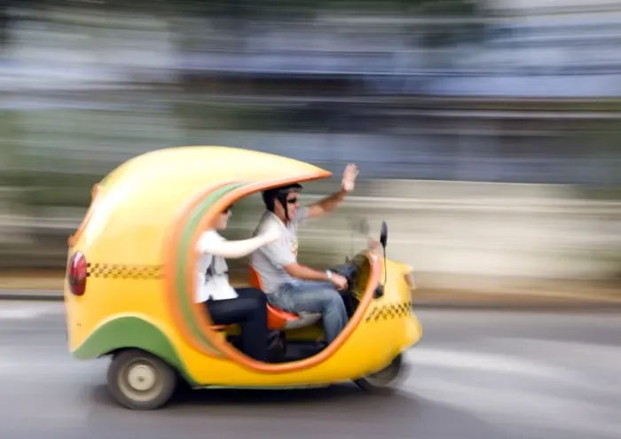 Framed Print : Yellow buggy taxi, Havana, Cuba, West Indies, Central America