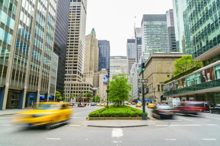 Framed Print : Yellow cab and cars on Park Avenue, Manhattan, New York City, United States of America Framed Print : Yellow cab and cars on Park Avenue, Manhattan, New York City, United States of America