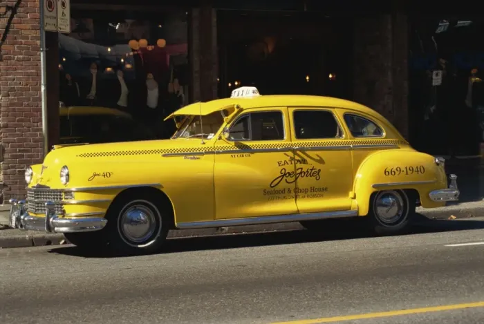 Framed Print : Yellow cab on a street in Vancouver, British Columbia, Canada, North America Framed Print : Yellow cab on a street in Vancouver, British Columbia, Canada, North America
