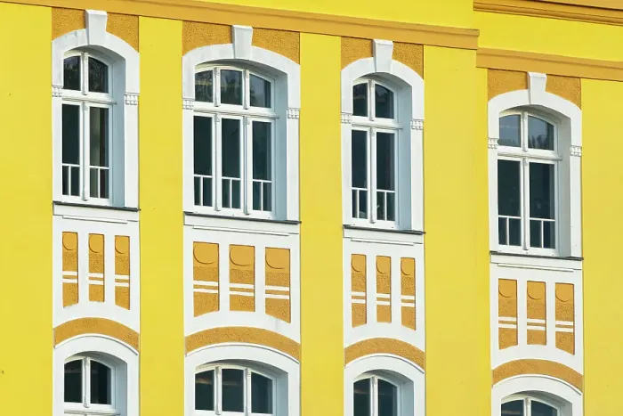 Framed Print : Detail of yellow facade of Svaty Florian (St. Florian) family brewery, Loket, Czech Republic (Czechia), Europe Framed Print : Detail of yellow facade of Svaty Florian (St. Florian) family brewery, Loket, Czech Republic (Czechia), Europe