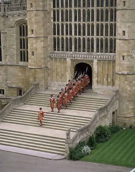 Yeoman warders at St. Georges Chapel, Windsor, Berkshire, England