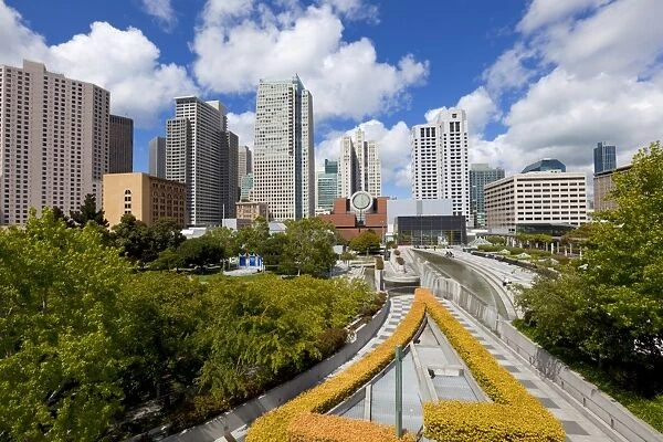 Yerba Buena Gardens, in the shadow of the Financial District towers and the Museum of Modern Art