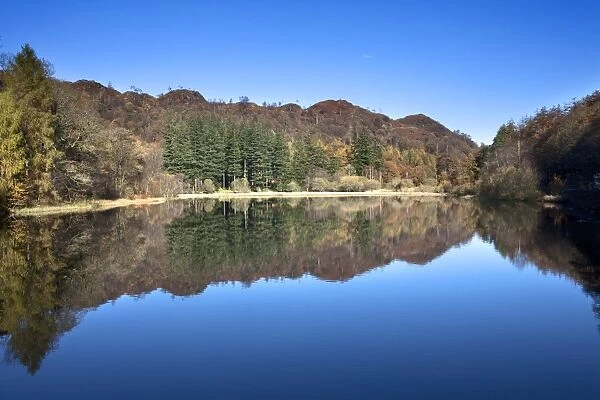 Yew Tree Tarn on a sunny autumn day, Lake District National Park, Cumbria, England, United Kingdom, Europe