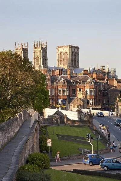 York Minster from the City Walls, York, North Yorkshire, Yorkshire, England, United Kingdom, Europe