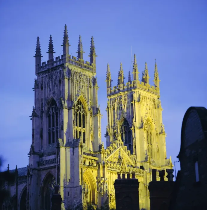 Framed Print : York Minster floodlit, York, Yorkshire, England, UK, Europe