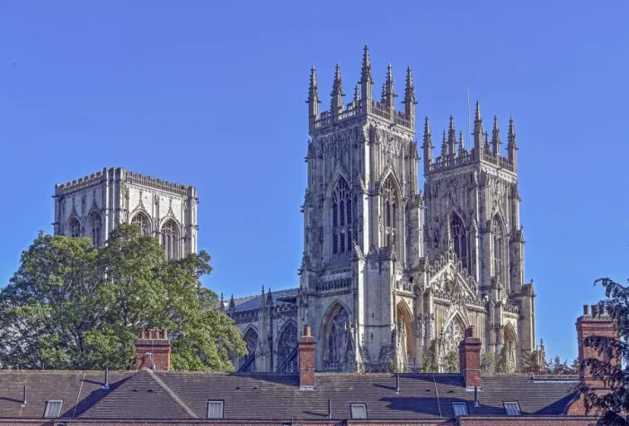 Framed Print : York Minster seen from the city walls at Bootham Bar, York, Yorkshire, England Framed Print : York Minster seen from the city walls at Bootham Bar, York, Yorkshire, England