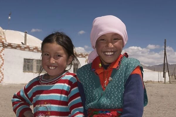 Young happy girls, Alichur, The Pamirs, Tajikistan, Central Asia, Asia