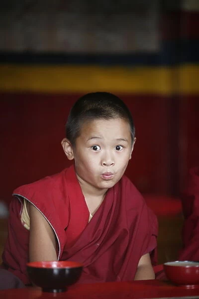 Young monk, Swayambhunath temple, Kathmandu, Nepal, Asia