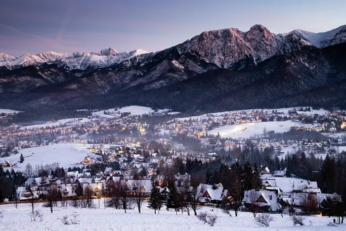 Framed Print : Zakopane and the High Tatras in winter at night, Poland Framed Print : Zakopane and the High Tatras in winter at night, Poland