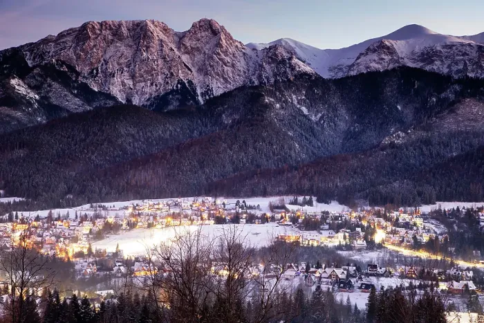 Framed Print : Zakopane and the High Tatras in winter at night, Poland Framed Print : Zakopane and the High Tatras in winter at night, Poland