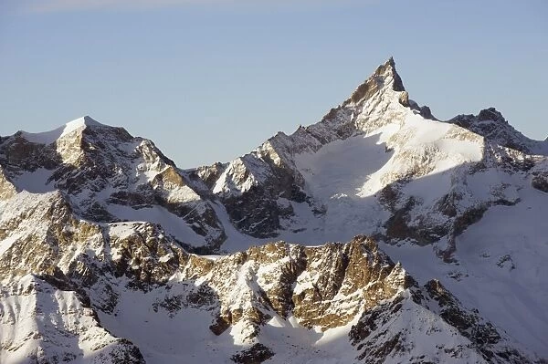 Zinalrothorn, 4221m, mountain scenery in Cervinia ski resort, Cervinia
