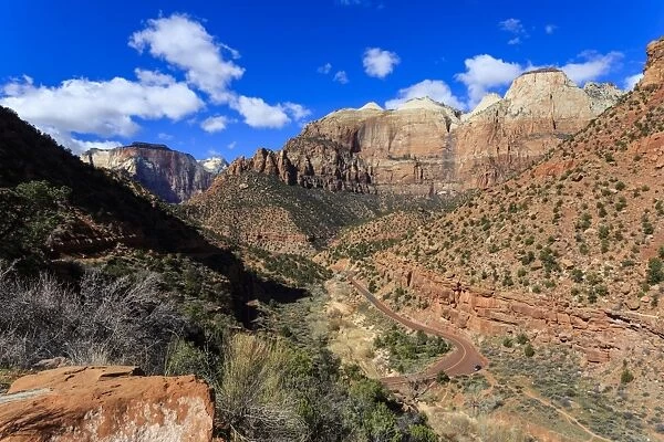 Zion Canyon View from Zion Park Boulevard, Zion National Park, Utah, United States of America, North America