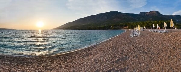 Zlatni Rat Beach at sunset, Bol, Brac Island, Dalmatian Coast, Adriatic, Croatia, Europe