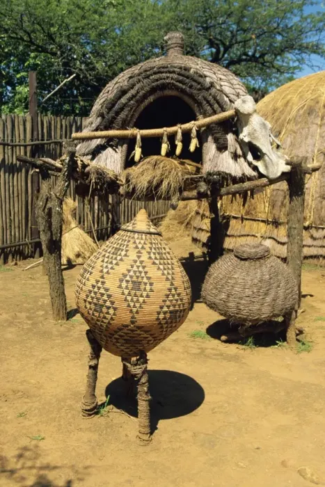 Framed Print : Zulu sleeping quarters with food storage just outside Framed Print : Zulu sleeping quarters with food storage just outside