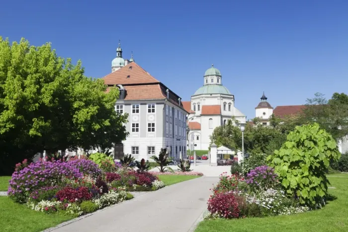 Framed Print : Zumsteinhaus House with St. Lorenz Basilica and Town Hall, Kempten, Schwaben, Bavaria, Germany, Europe Framed Print : Zumsteinhaus House with St. Lorenz Basilica and Town Hall, Kempten, Schwaben, Bavaria, Germany, Europe